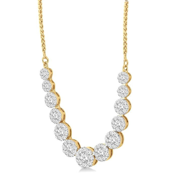 2 Ctw Round Cut Diamond Shine Bright Necklace in 14K Yellow and White Gold