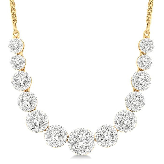 2 Ctw Round Cut Diamond Shine Bright Necklace in 14K Yellow and White Gold