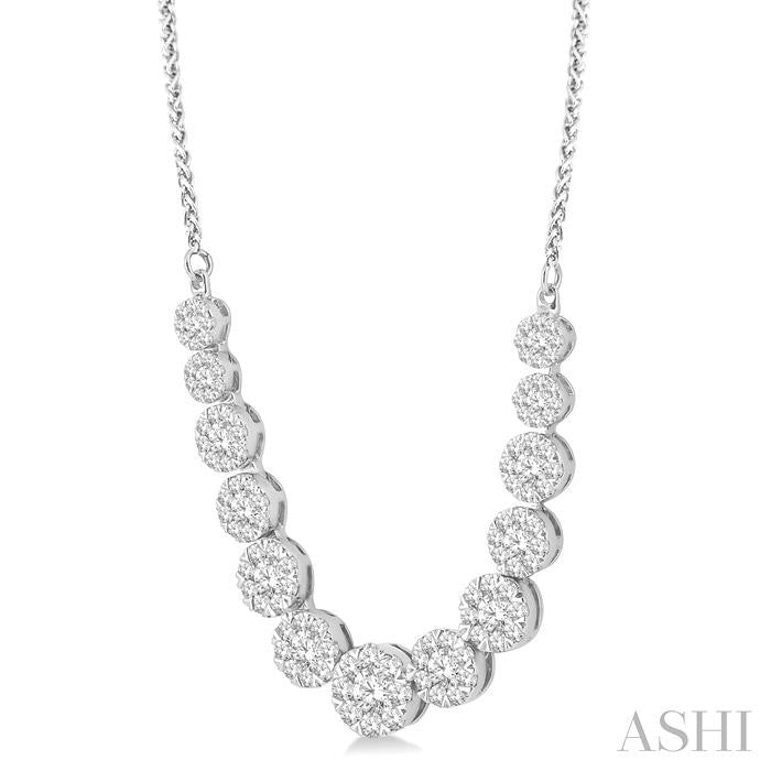2 Ctw Round Cut Diamond Shine Bright Necklace in 14K White Gold