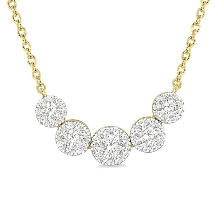 1/2 Ctw Round Cut Diamond Shine Bright Necklace in 14K Yellow and White Gold