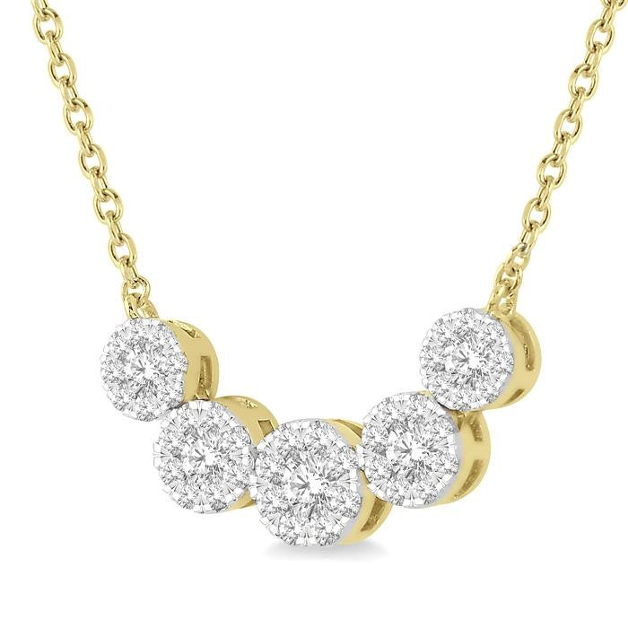 1/2 Ctw Round Cut Diamond Shine Bright Necklace in 14K Yellow and White Gold
