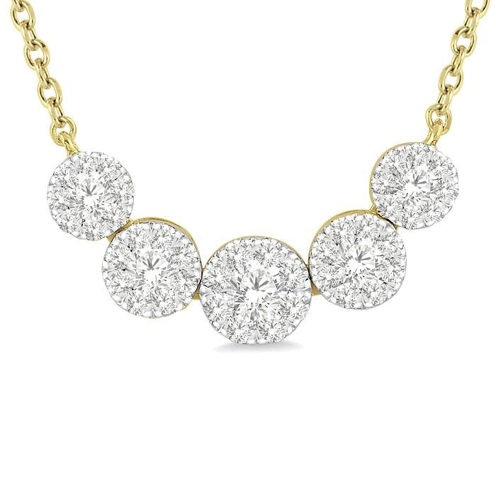 1/2 Ctw Round Cut Diamond Shine Bright Necklace in 14K Yellow and White Gold