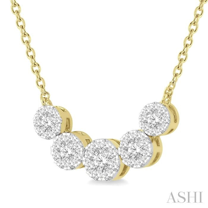 1/2 Ctw Round Cut Diamond Shine Bright Necklace in 14K Yellow and White Gold