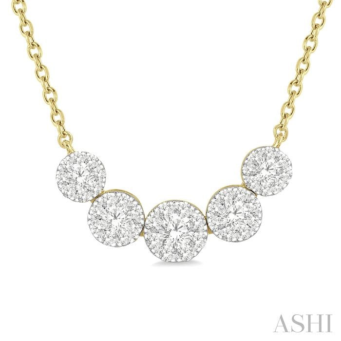 1/2 Ctw Round Cut Diamond Shine Bright Necklace in 14K Yellow and White Gold