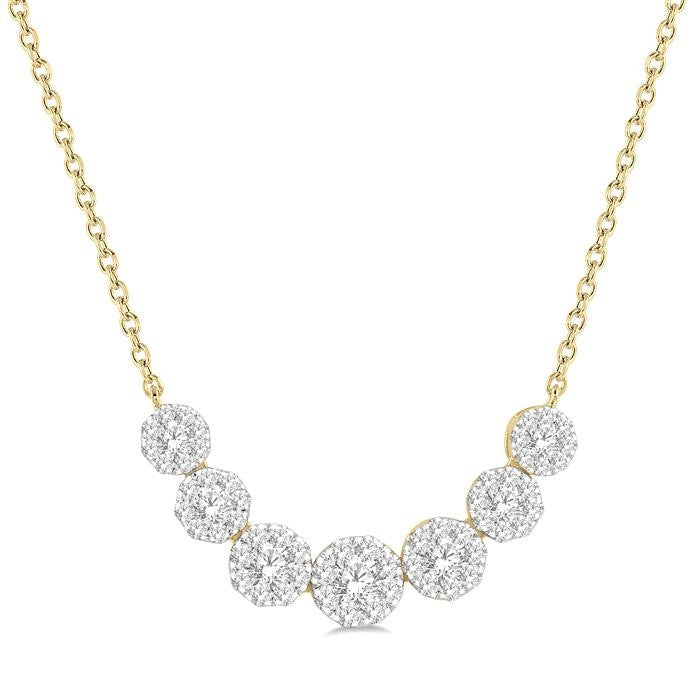 3/4 Ctw Round Cut Diamond Shine Bright Necklace in 14K Yellow and White Gold
