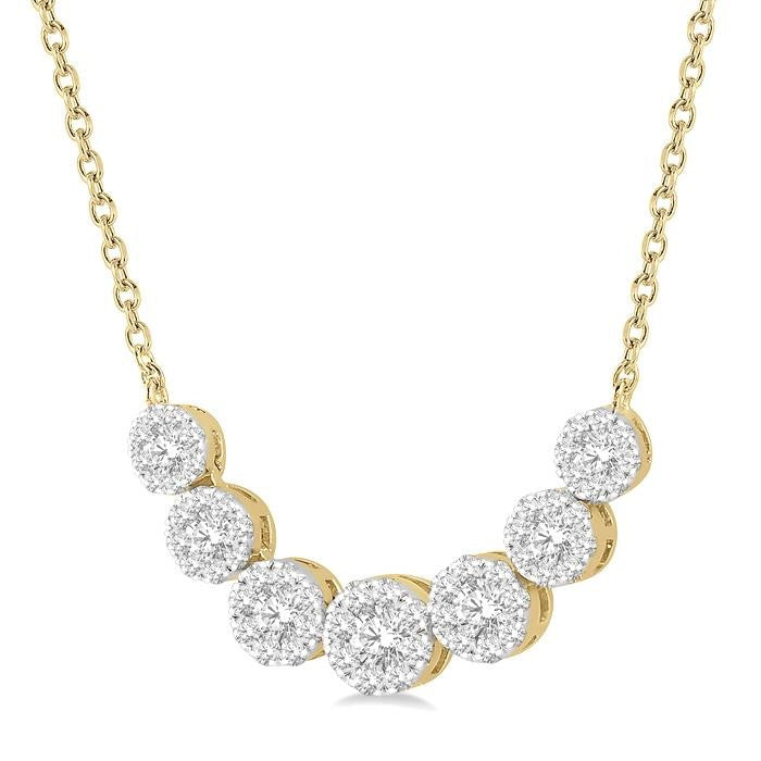 3/4 Ctw Round Cut Diamond Shine Bright Necklace in 14K Yellow and White Gold