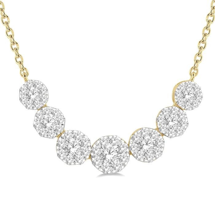 3/4 Ctw Round Cut Diamond Shine Bright Necklace in 14K Yellow and White Gold