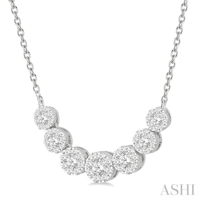 3/4 Ctw Round Cut Diamond Shine Bright Necklace in 14K White Gold