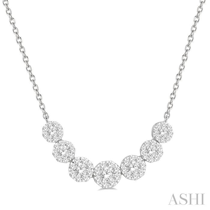 3/4 Ctw Round Cut Diamond Shine Bright Necklace in 14K White Gold