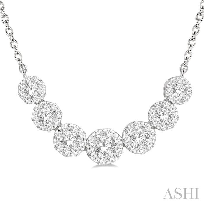 3/4 Ctw Round Cut Diamond Shine Bright Necklace in 14K White Gold
