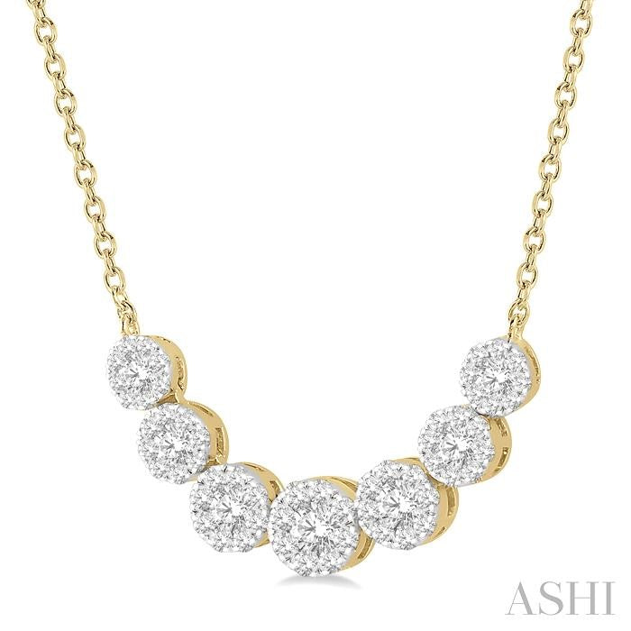 3/4 Ctw Round Cut Diamond Shine Bright Necklace in 14K Yellow and White Gold