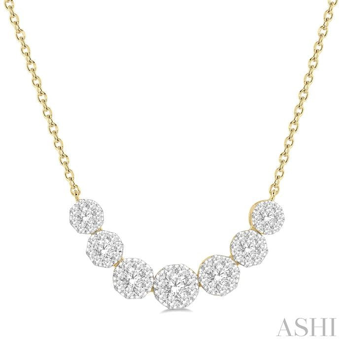 3/4 Ctw Round Cut Diamond Shine Bright Necklace in 14K Yellow and White Gold