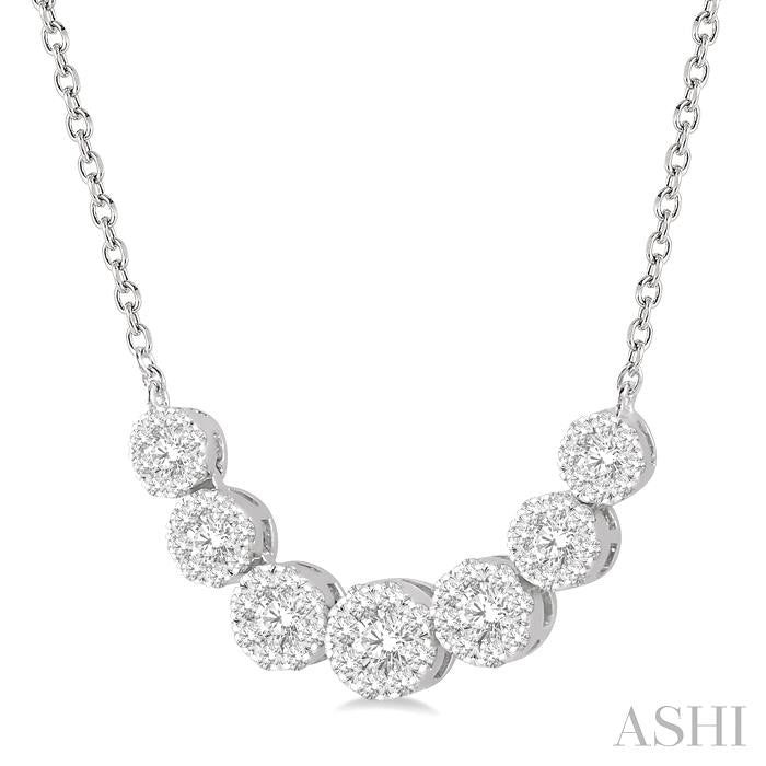 3/4 Ctw Round Cut Diamond Shine Bright Necklace in 14K White Gold