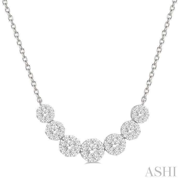 3/4 Ctw Round Cut Diamond Shine Bright Necklace in 14K White Gold