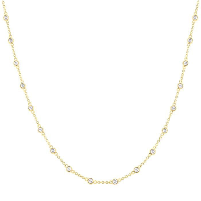 Evergreen Bezel Set Diamond Station Necklace