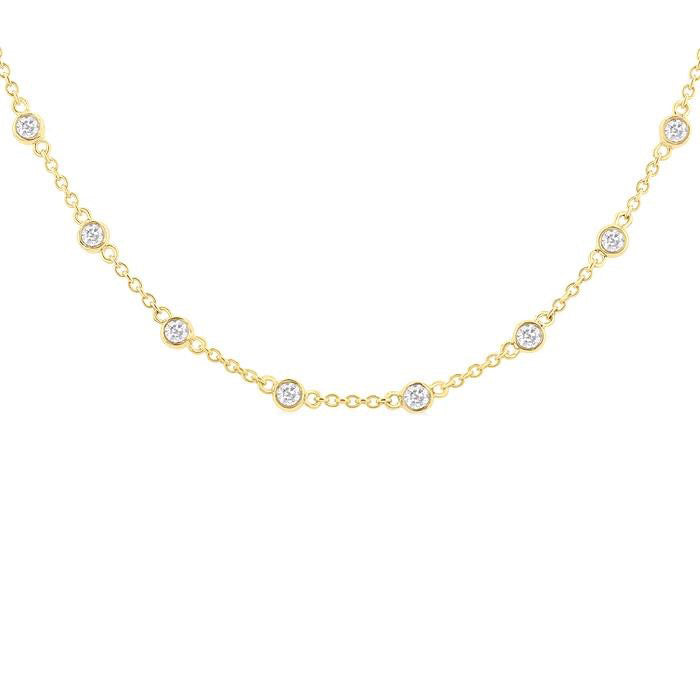 Evergreen Bezel Set Diamond Station Necklace