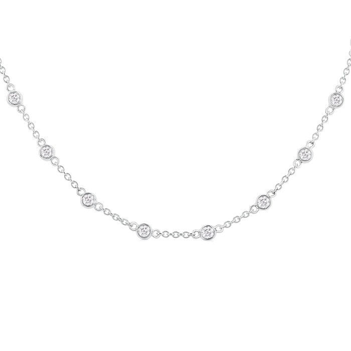 1 Ctw Bezel Set Round Cut Diamond Station Necklace in Platinum