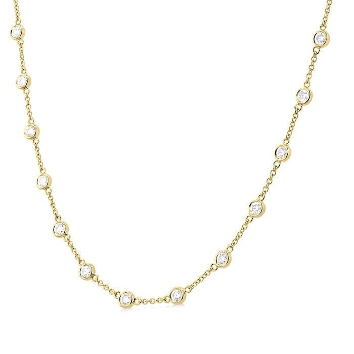 Lark Bezel Set Diamond Station Necklace