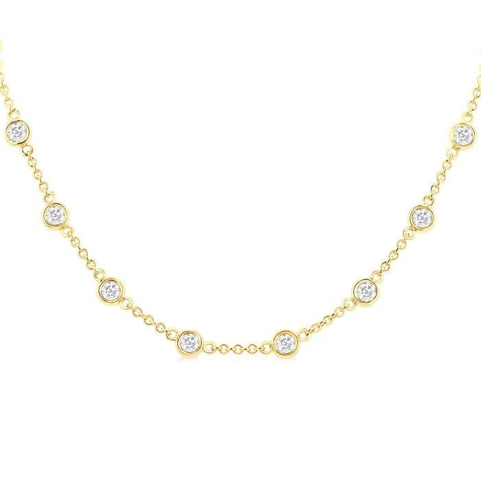 Lark Bezel Set Diamond Station Necklace