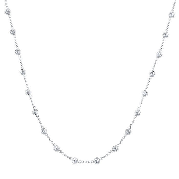 2 Ctw Bezel Set Round Cut Diamond Station Necklace in Platinum