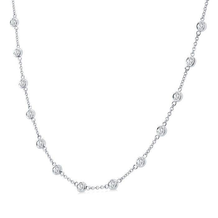 2 Ctw Bezel Set Round Cut Diamond Station Necklace in Platinum