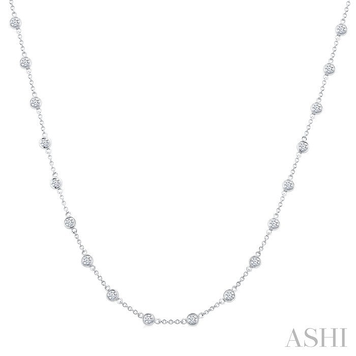 2 Ctw Bezel Set Round Cut Diamond Station Necklace in Platinum