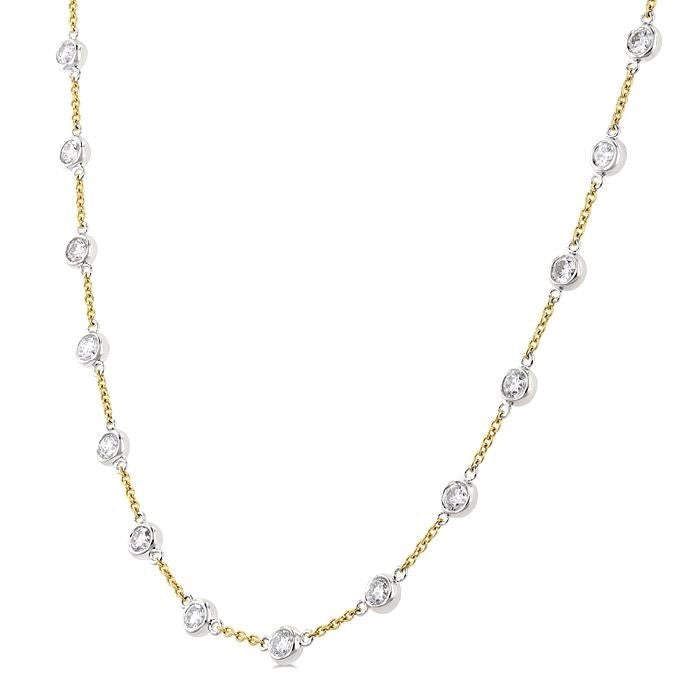 Clover Bezel Set Diamond Station Necklace