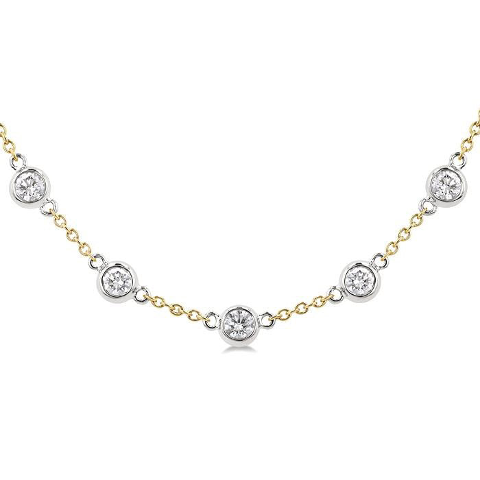 Clover Bezel Set Diamond Station Necklace