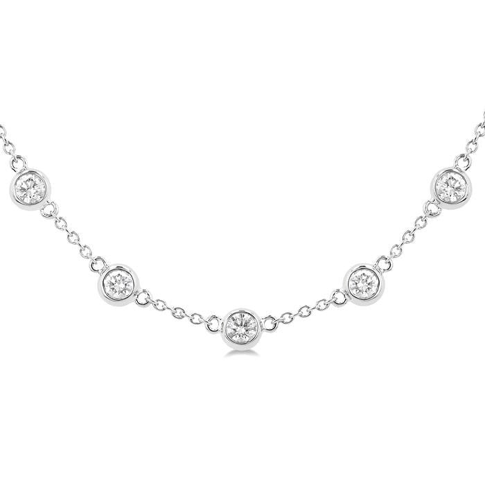 Echo Bezel Set Diamond Station Necklace