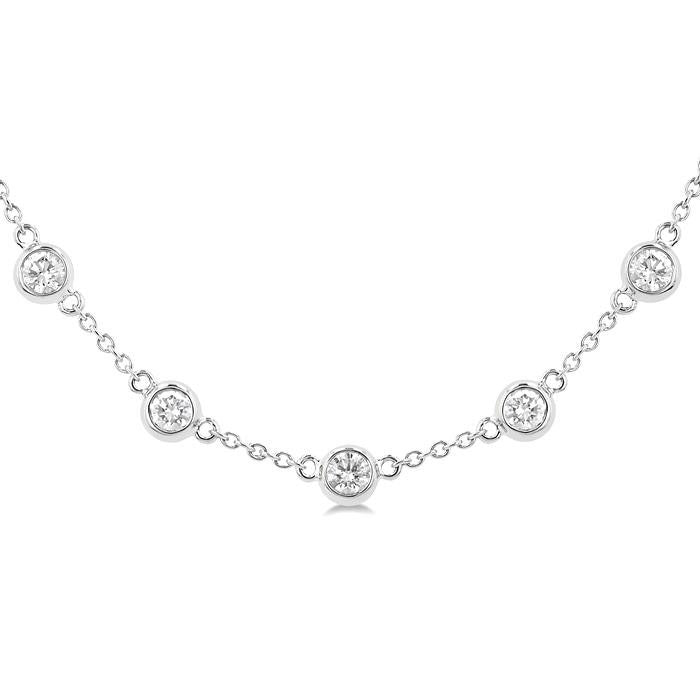 Echo Bezel Set Diamond Station Necklace
