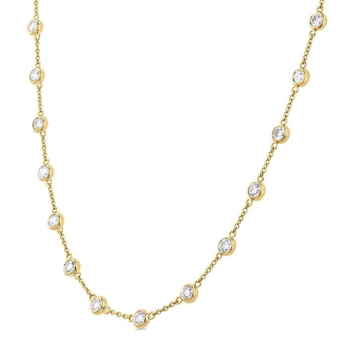 Tempest Bezel Set Diamond Station Necklace