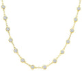 4 Ctw Bezel Set Round Cut Diamond Station Necklace in 18K Yellow Gold