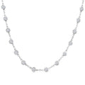 4 Ctw Bezel Set Round Cut Diamond Station Necklace in 14K White Gold