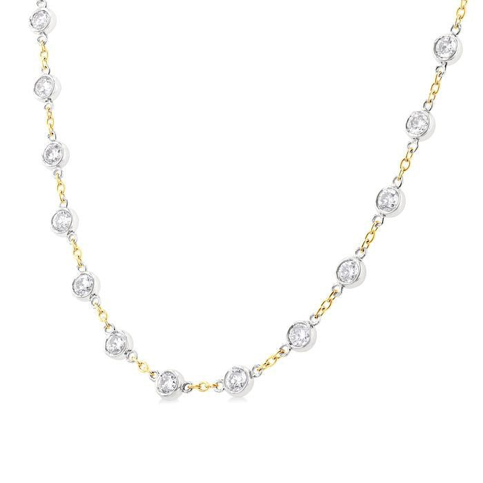 Saffron Bezel Set Diamond Station Necklace