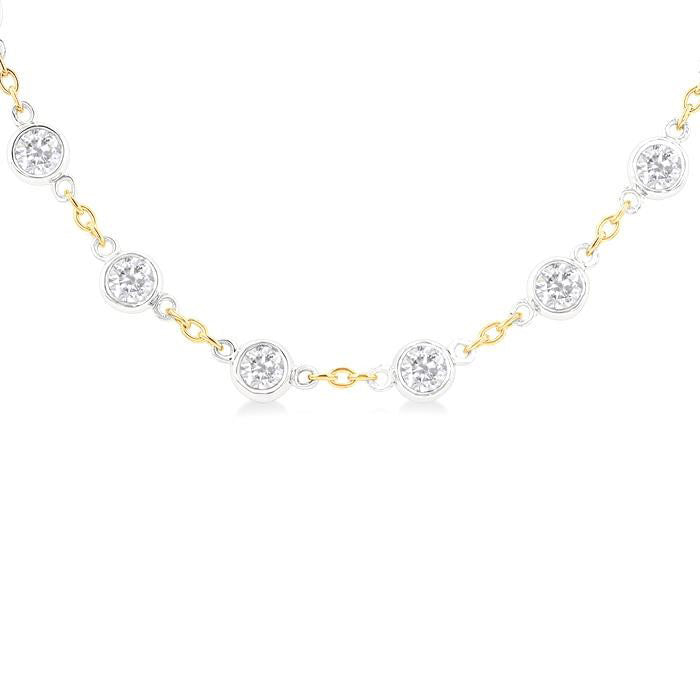 Saffron Bezel Set Diamond Station Necklace