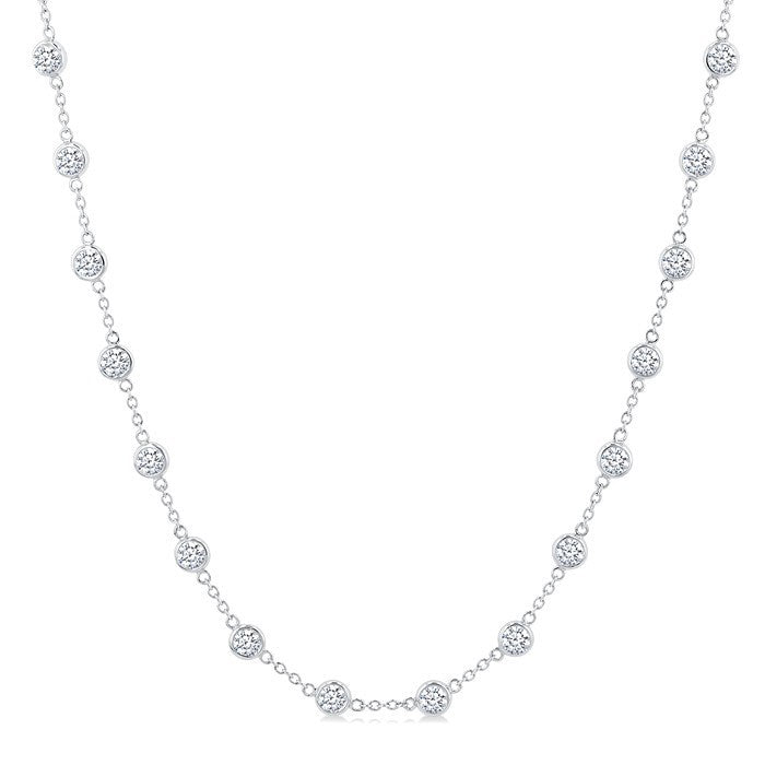 5 Ctw Bezel Set Round Cut Diamond Station Necklace in Platinum