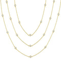 3 Ctw Bezel Set Round Cut Diamond 60-Inch Long Station Necklace in 14K Yellow Gold