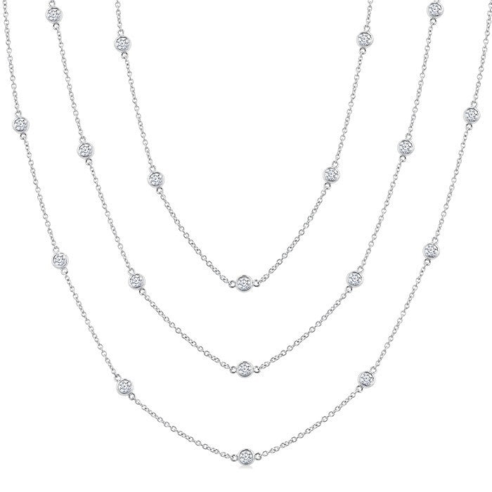 3 Ctw Round Cut Diamond 60-Inch Long Station Necklace in Platinum