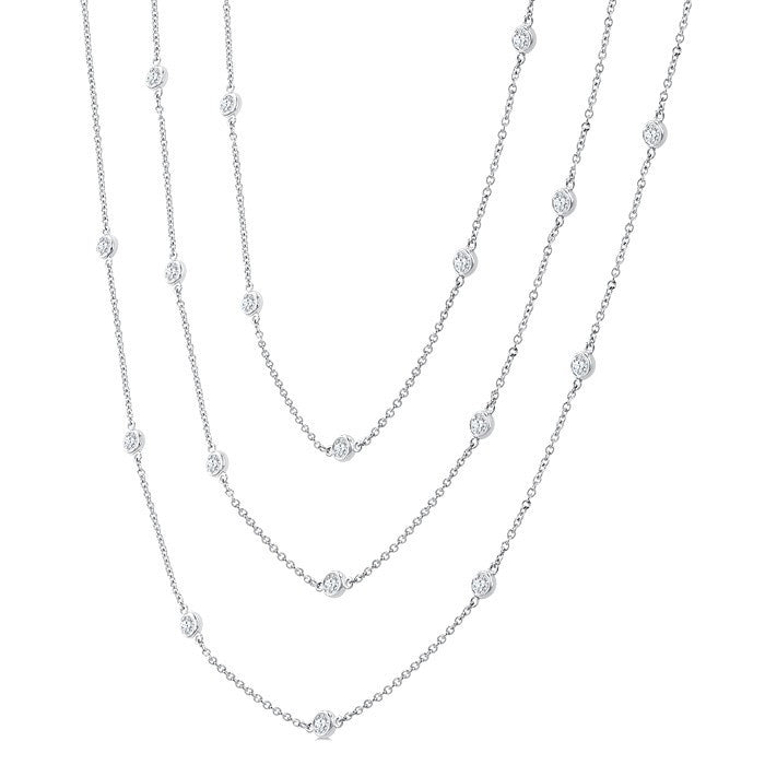 3 Ctw Round Cut Diamond 60-Inch Long Station Necklace in Platinum