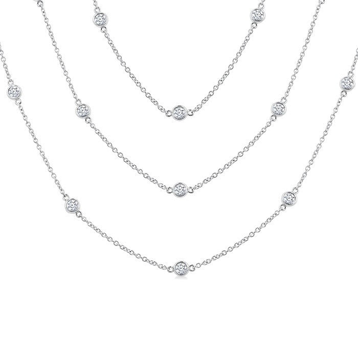 3 Ctw Round Cut Diamond 60-Inch Long Station Necklace in Platinum