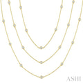 3 Ctw Bezel Set Round Cut Diamond 60-Inch Long Station Necklace in 14K Yellow Gold