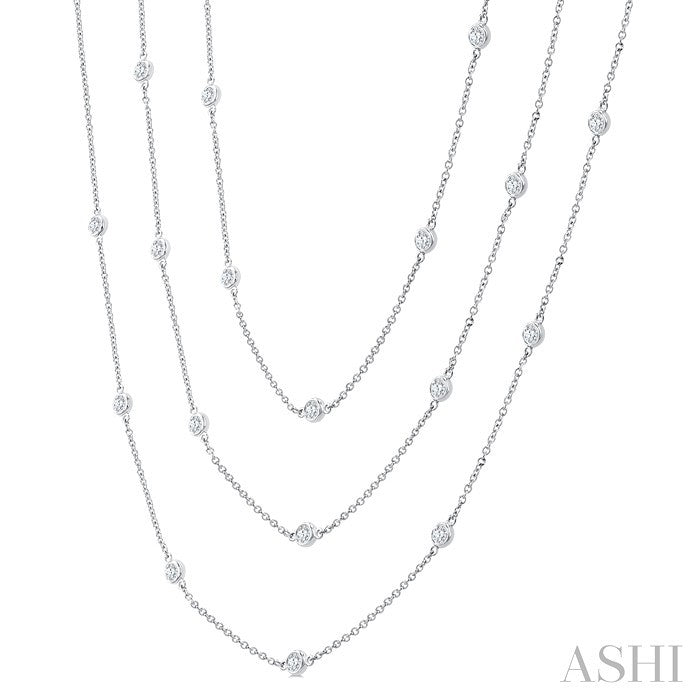 3 Ctw Round Cut Diamond 60-Inch Long Station Necklace in Platinum