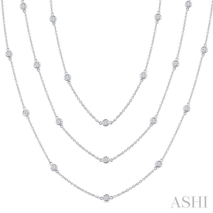 3 Ctw Round Cut Diamond 60-Inch Long Station Necklace in Platinum
