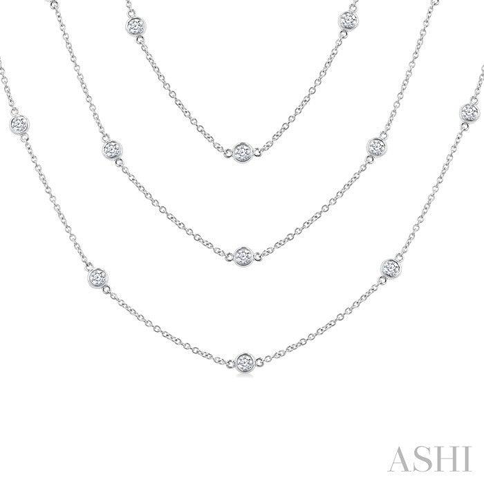 3 Ctw Round Cut Diamond 60-Inch Long Station Necklace in Platinum