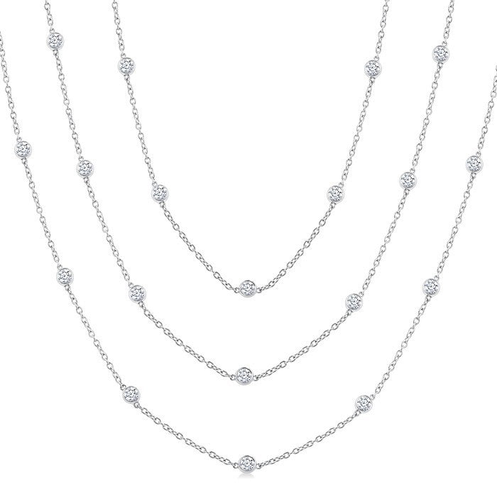 5 Ctw Round Cut Diamond 60-Inch Long Station Necklace in Platinum