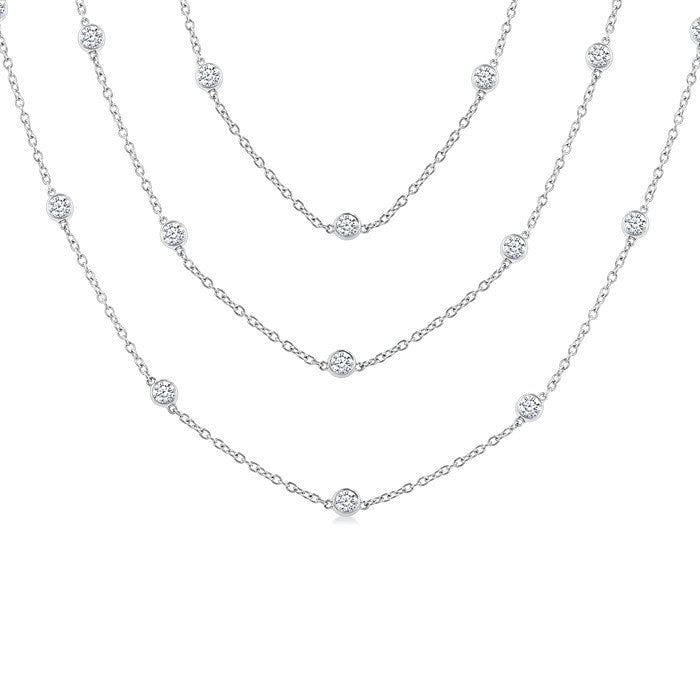 5 Ctw Round Cut Diamond 60-Inch Long Station Necklace in Platinum