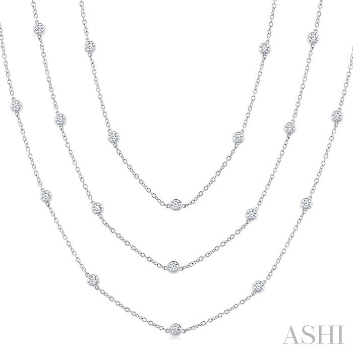 5 Ctw Round Cut Diamond 60-Inch Long Station Necklace in Platinum