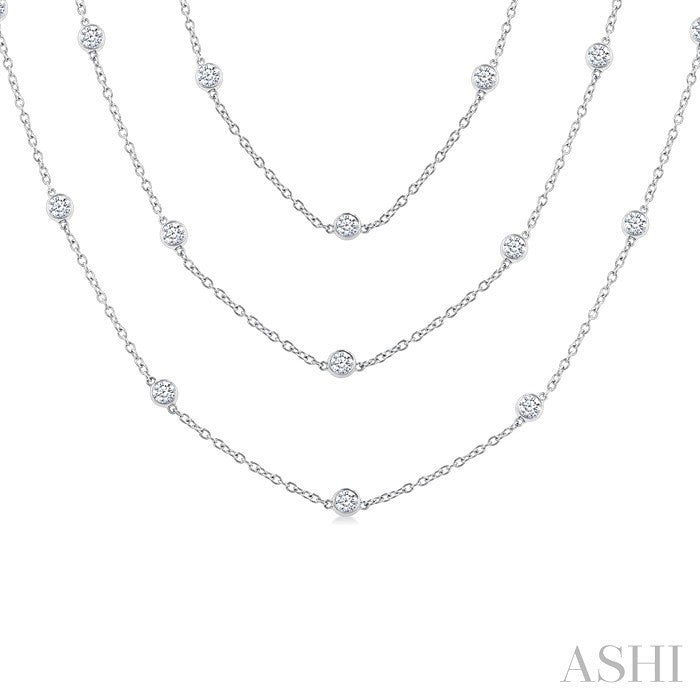 5 Ctw Round Cut Diamond 60-Inch Long Station Necklace in Platinum