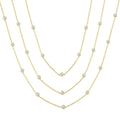 7 Ctw Bezel Set Round Cut Diamond 60-Inch Long Station Necklace in 14K Yellow Gold