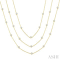 7 Ctw Bezel Set Round Cut Diamond 60-Inch Long Station Necklace in 14K Yellow Gold